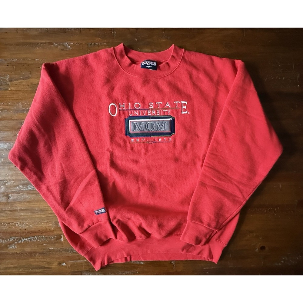 Vintage Jansport Ohio State University Mom Embroidered Crewneck Sweatshirt L USA